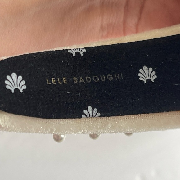 Lele Sadoughi White Faux Pearl Embellished Velvet Headband main image 6